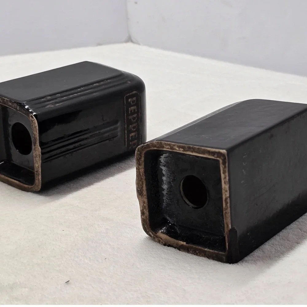 Vintage Art Deco Black Ceramic Salt and Pepper Shakers Ribbed MCM Kitchenware